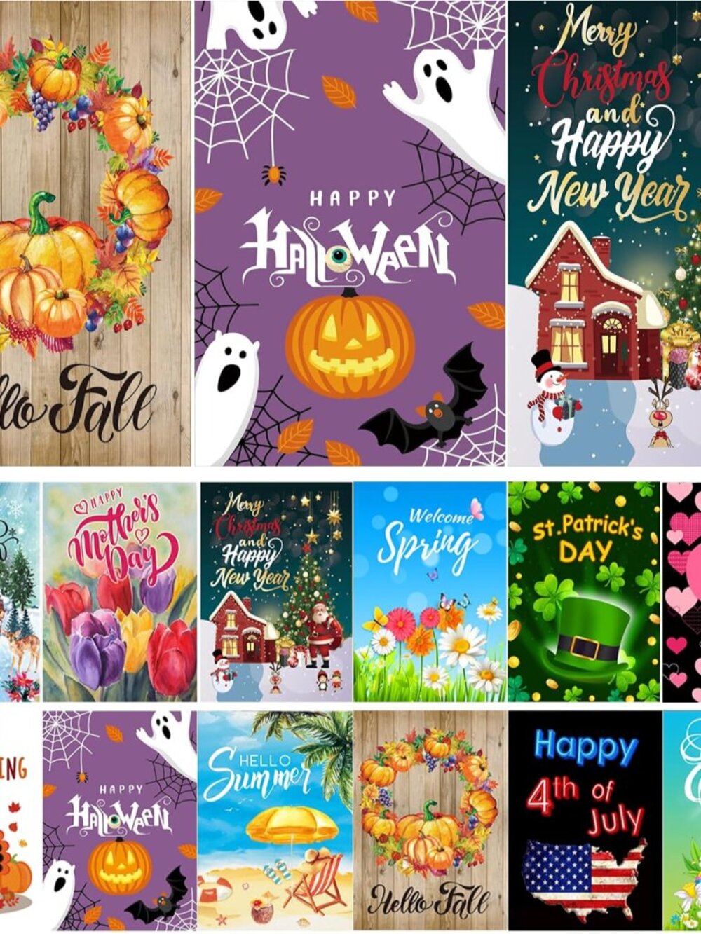 Seasonal Garden Flag Set of 12, Double Sided 12 x 18 Inch Yard Flags